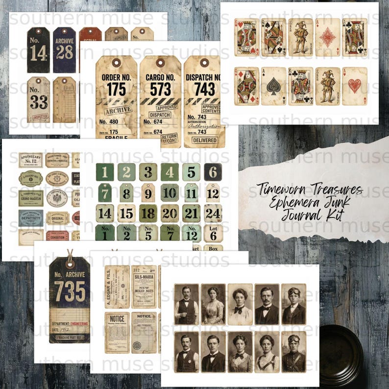 Junk Journal Paper Ephemera Digital, Scrapbook Embellishments, Vintage ...
