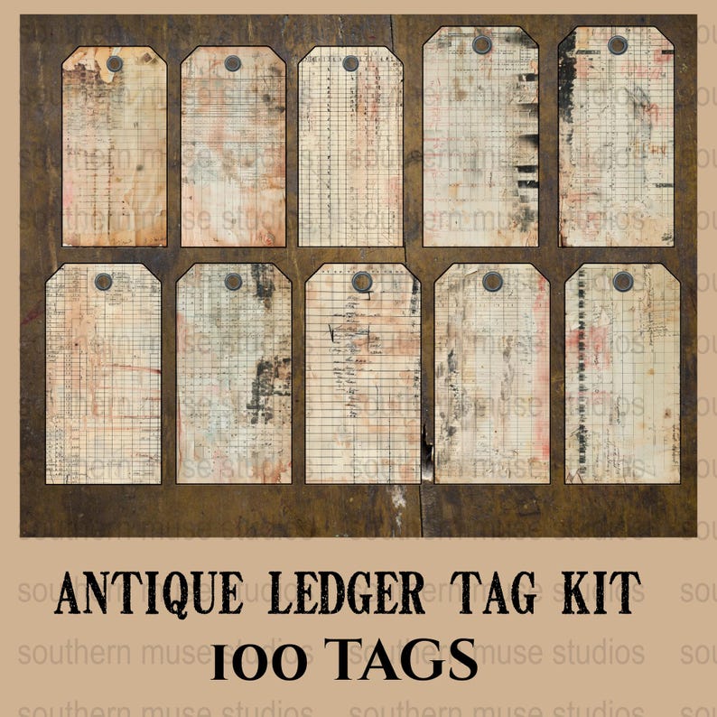 Antique Ledger Tag Kit, Vintage Printable Tags, Scrapbook Ephemera ...