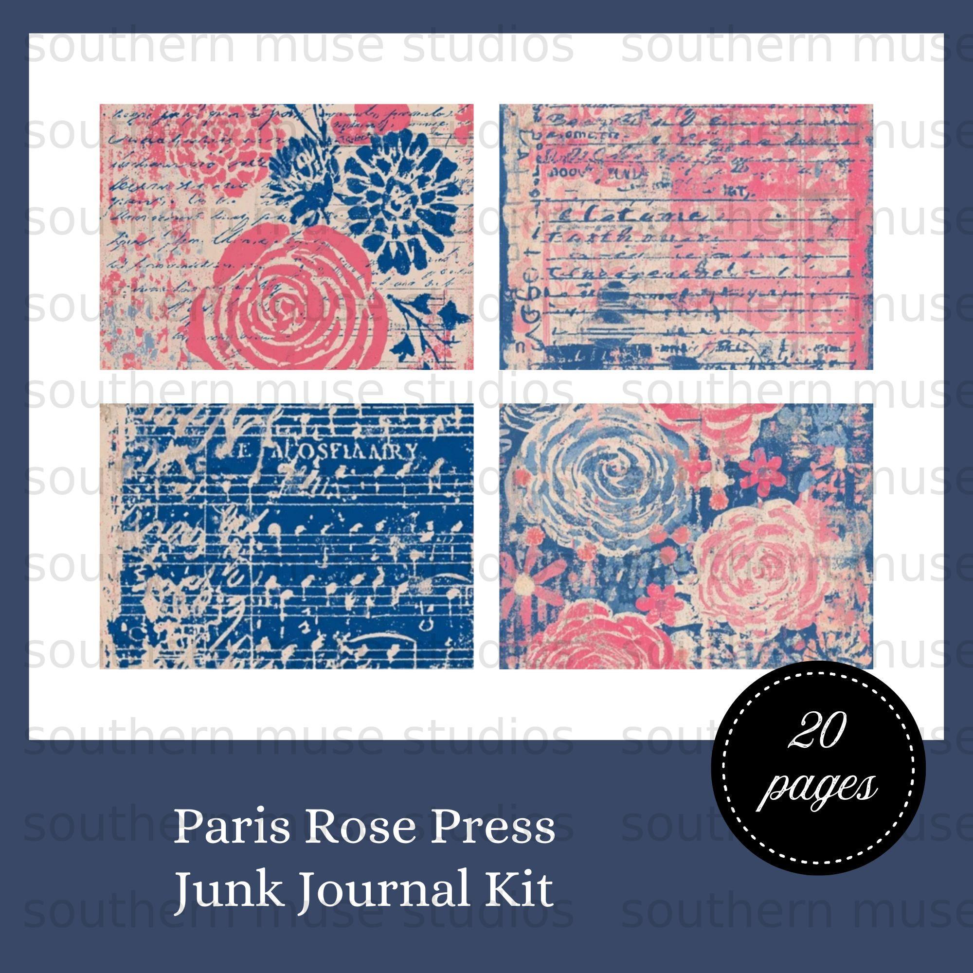 Paris Rose Junk Journal Kit, Digital Paper Pack, Vintage Floral Tags ...