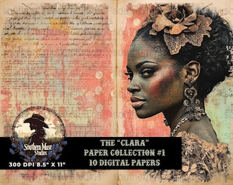 African American Woman Digital Papers | Printable Vintage Scrapbook & Journal Ephemera