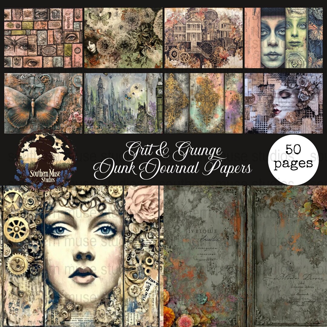 Grunge Junk Journal Digital Papers, Victorian Steampunk Collage Sheets ...