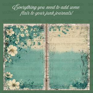 Vintage Floral Journal Design, Digital Download, Scrapbooking Background, Craft Paper Style, DIY Stationery, Printable Grunge Artwork