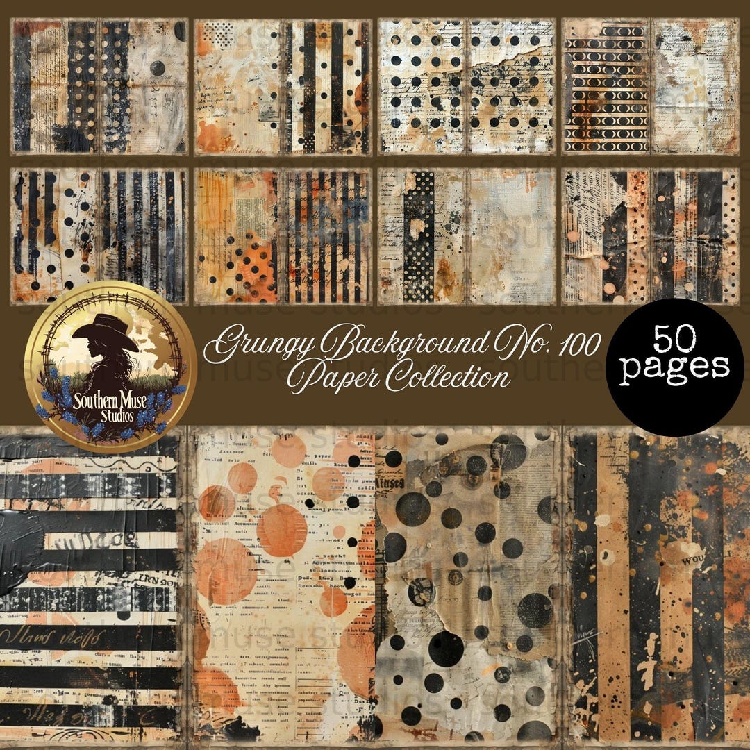 Grungy Junk Journal Digital Paper Kit - 50 Pages Industrial Scrapbook ...