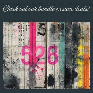 Vintage Numbers Print Abstract Art, Colorful Wall Decor, Industrial Home Decor, Retro Artistic Design, Unique Gift Idea