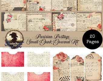 Jardin de Fer ジャンクジャーナルキット、花柄のドア、印刷用紙