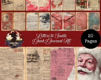 Letters to Santa Junk Journal Kit, Digital Papers, Christmas Ephemera, Printable Collage Sheets, Scrapbook Supplies, 20 PDF Instant Download