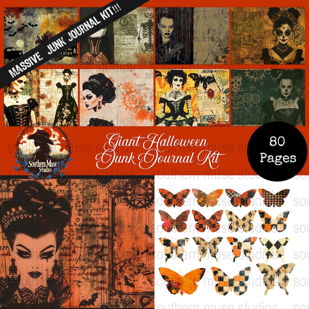 Halloween Junk Journal Kit, Digital Paper Pack, Scrapbook ...