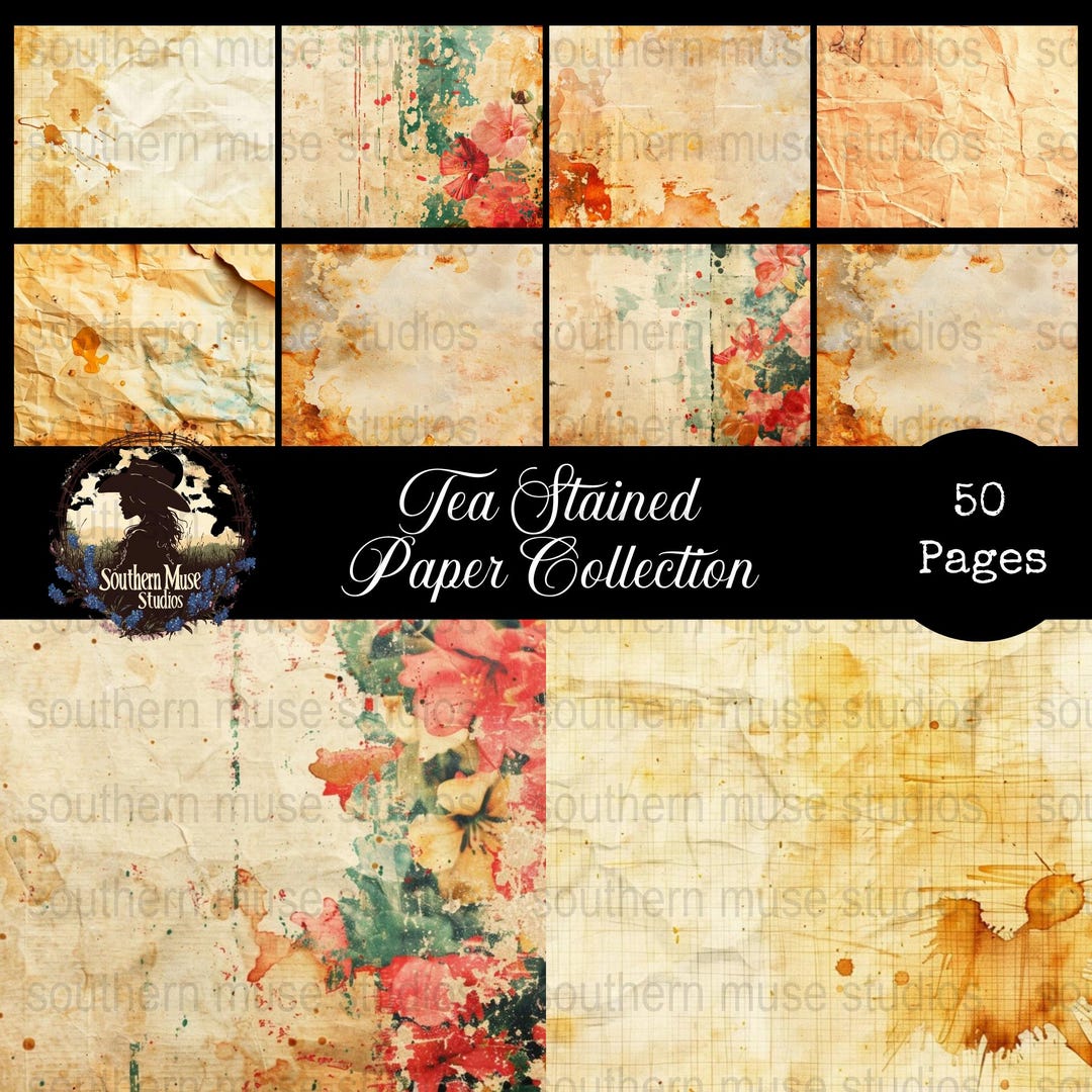 Tea Stained Ripped Paper Tea Stained Paper Digital, Aged Texture, Scrapbook Junk Journal ...