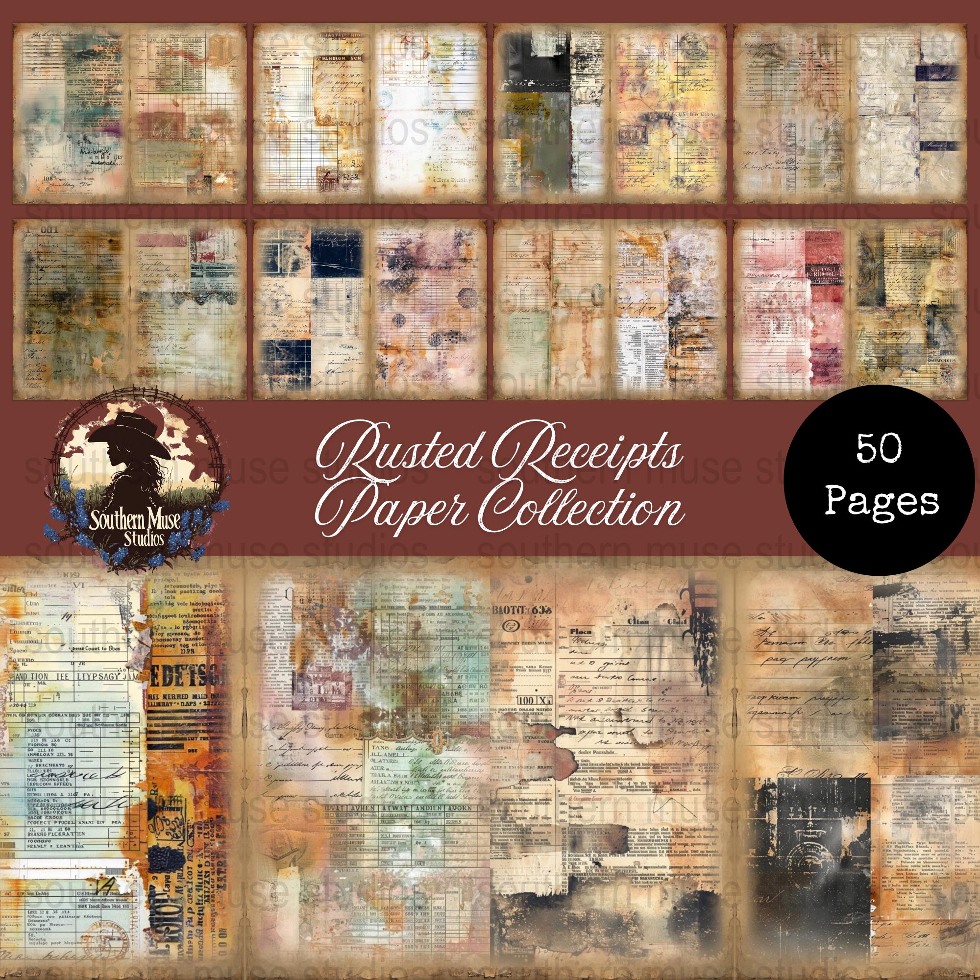 Recency Style Paper Rusted Receipts Paper Digital, Aged Document Junk Journal, Vintage ...