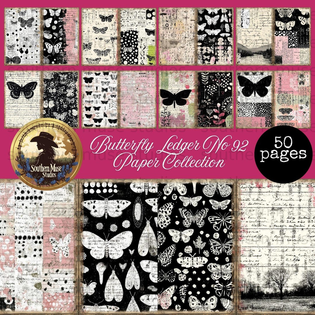 Butterfly Junk Journal Paper Kit, 50 Digital Vintage Butterfly Collage ...
