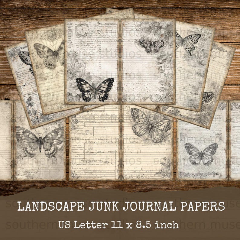 Butterfly Codex Digital Paper, 50 Page Junk Journal Collection, Vintage ...