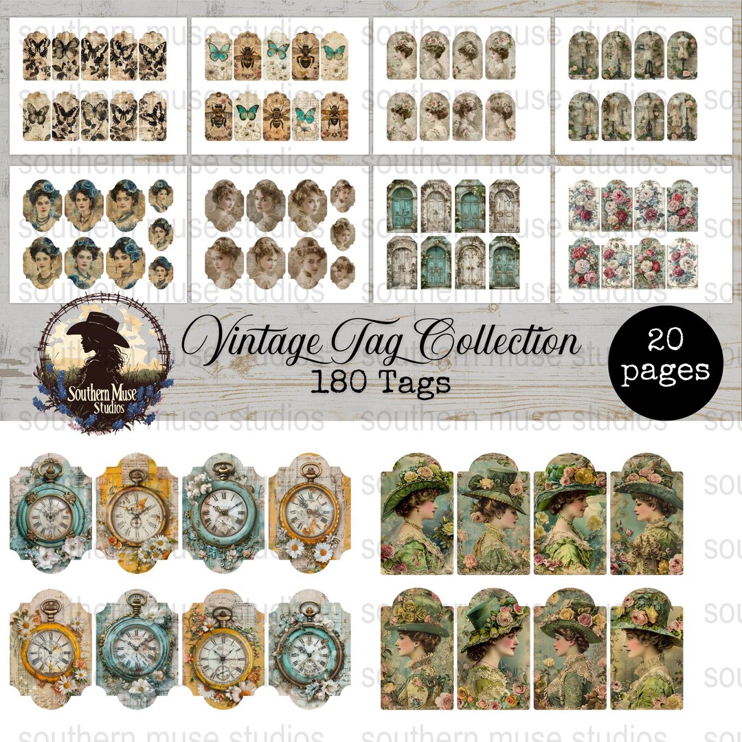 Vintage Tag Collection, Printable Ephemera for Junk Journals ...