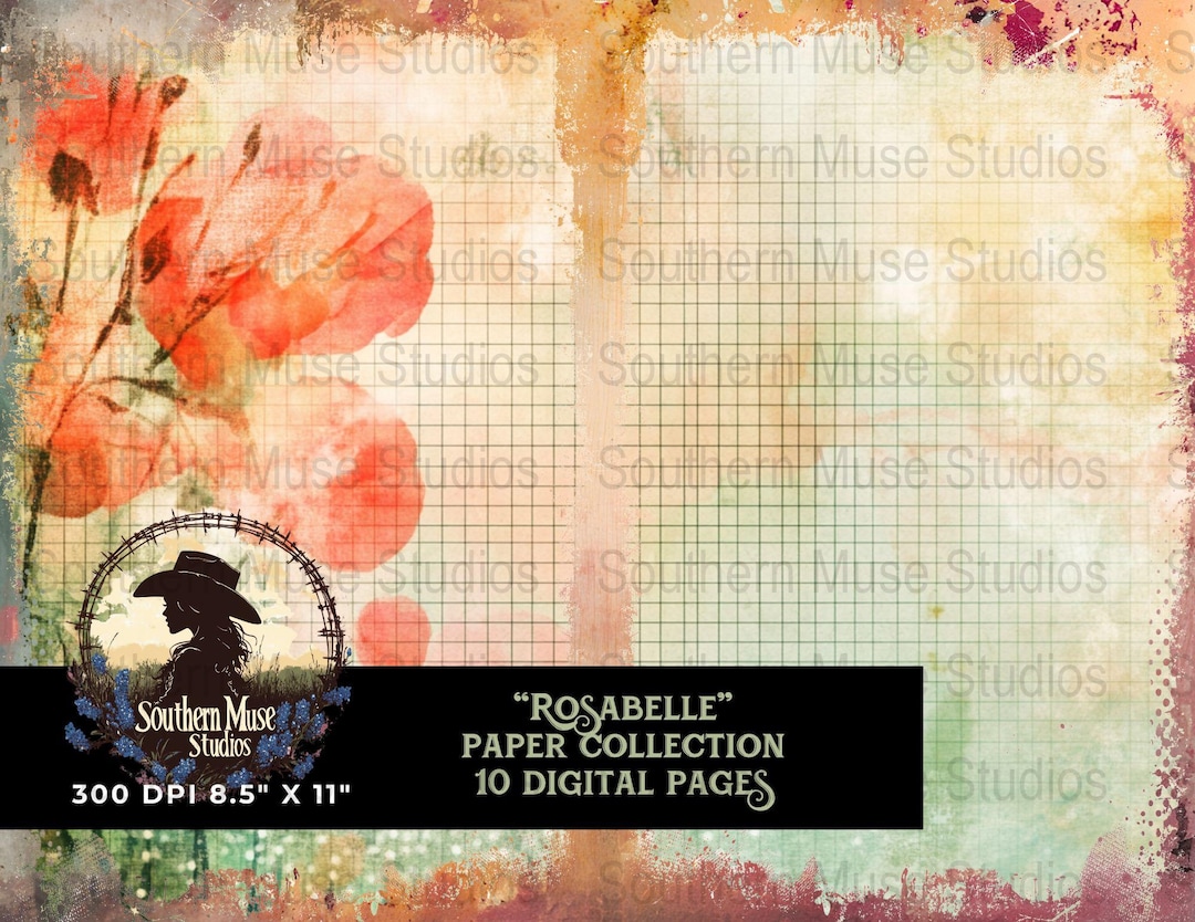 Junk Journal Digital Paper, Floral Scrapbook Paper, Watercolor Poppies ...