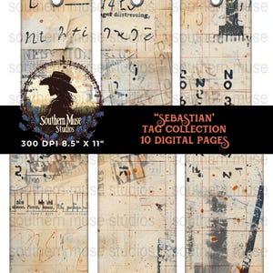 Vintage Junk Journal Tags Digital Collection | Scrapbook Ephemera, Printable Grunge Tags Aged Papers, Journaling Supplies, Mixed Media Art