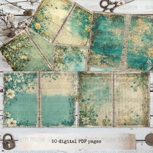 Vintage Digital Scrapbook Pages, Floral Antique Journal Kit, Printable PDF Download, Craft Supplies