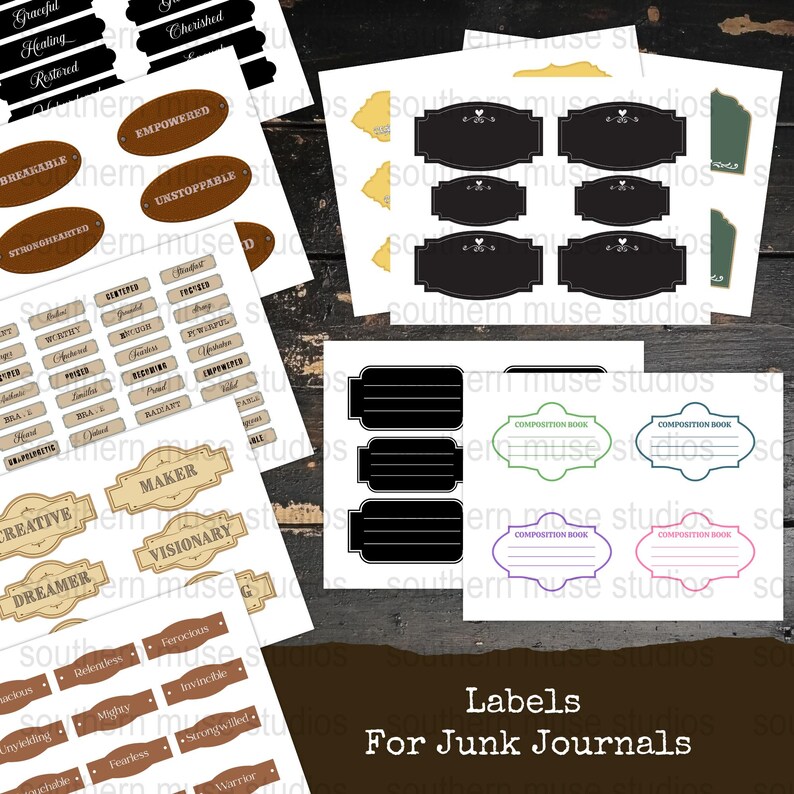 Junk Journal Labels Digital, Printable Labels, Label Sheets Instant ...