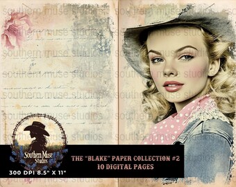 Blake Paper Collection 2, Digital Paper Pack, Vintage Ephemera, Junk Journal Pages, Scrapbook Paper, 10 Printable Sheets