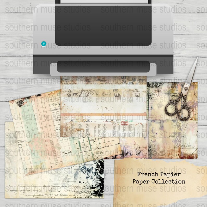 French Paper, Digital Scrapbook, Vintage Ephemera, Journal Paper ...