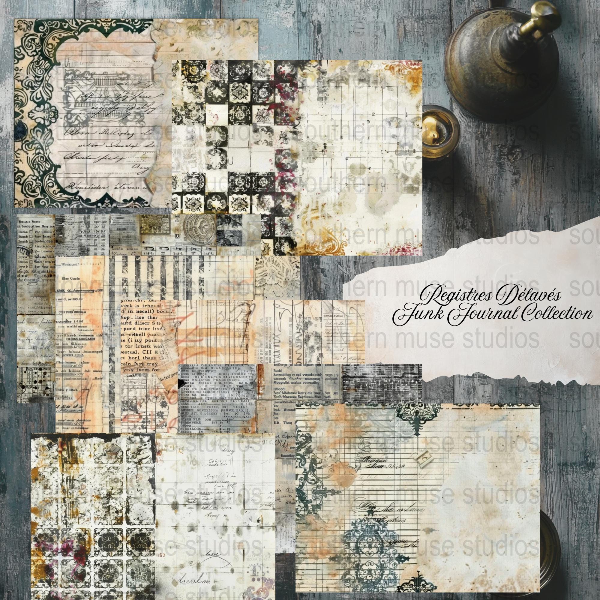 Digital Junk Journal Kit, Grungy Scrapbook Collection, Ephemera Paper ...