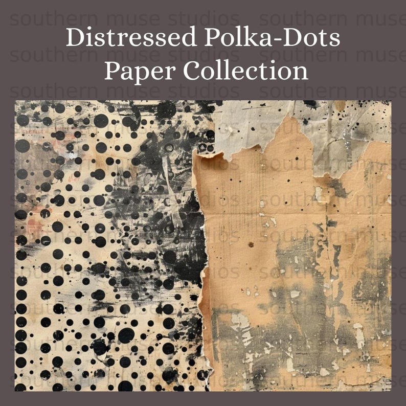 Distressed Polka Dot Grunge Textures | 50 Junk Journal Pages | Digital ...