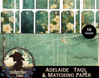 Junk Journal Tags Digital Paper, Floral Ephemera Printable, Junk Journal Supplies, Vintage Style Tags, Scrapbook Paper, Digital Download