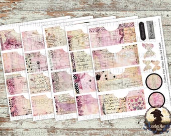 Pink Pockets Digital, Junk journal tags, Index Card Digital, Scrapbook Supply, Card Making, Printable Embellishments, Vintage, Ephemera