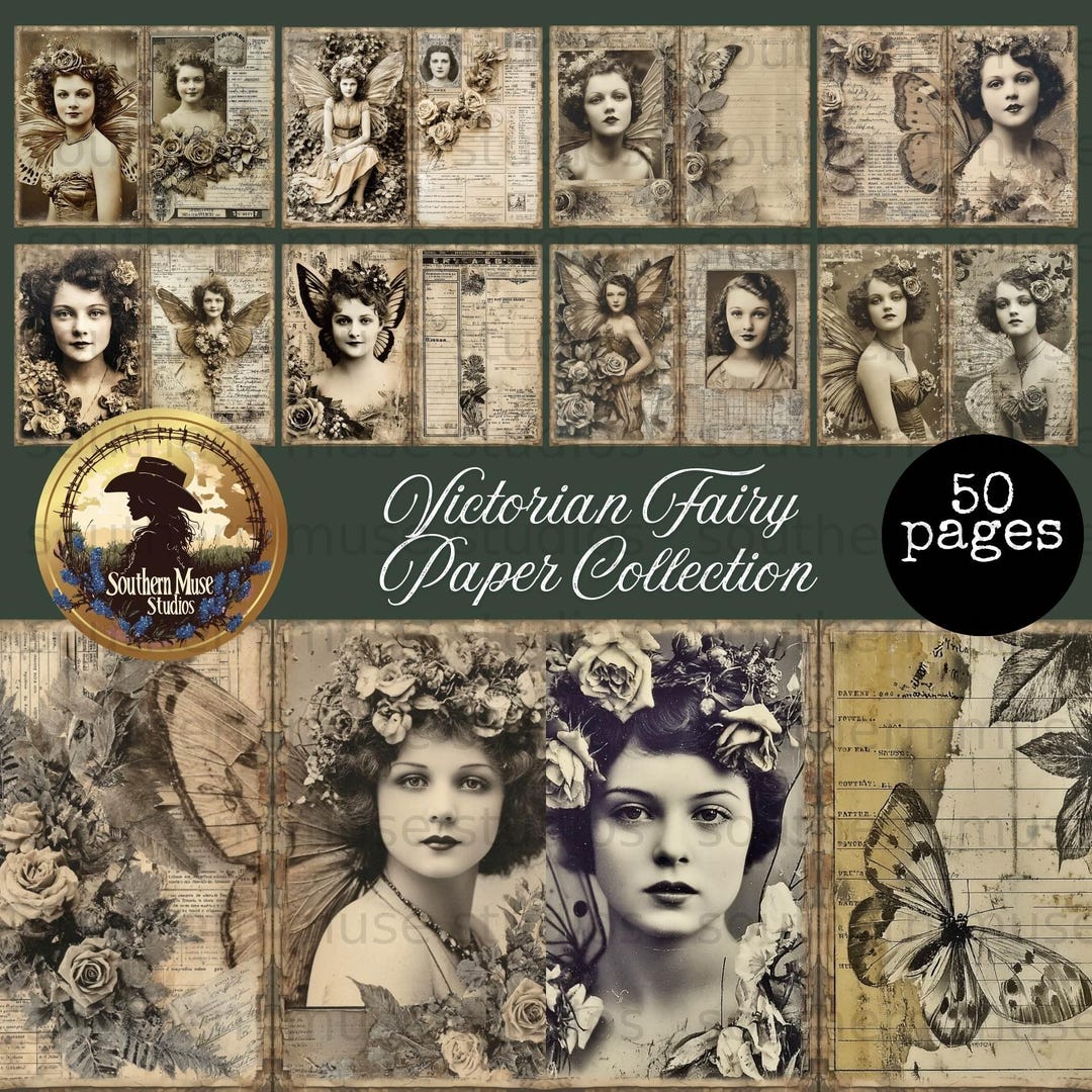 Victorian Fairy Junk Journal Digital Papers, 50 Vintage Ephemera ...