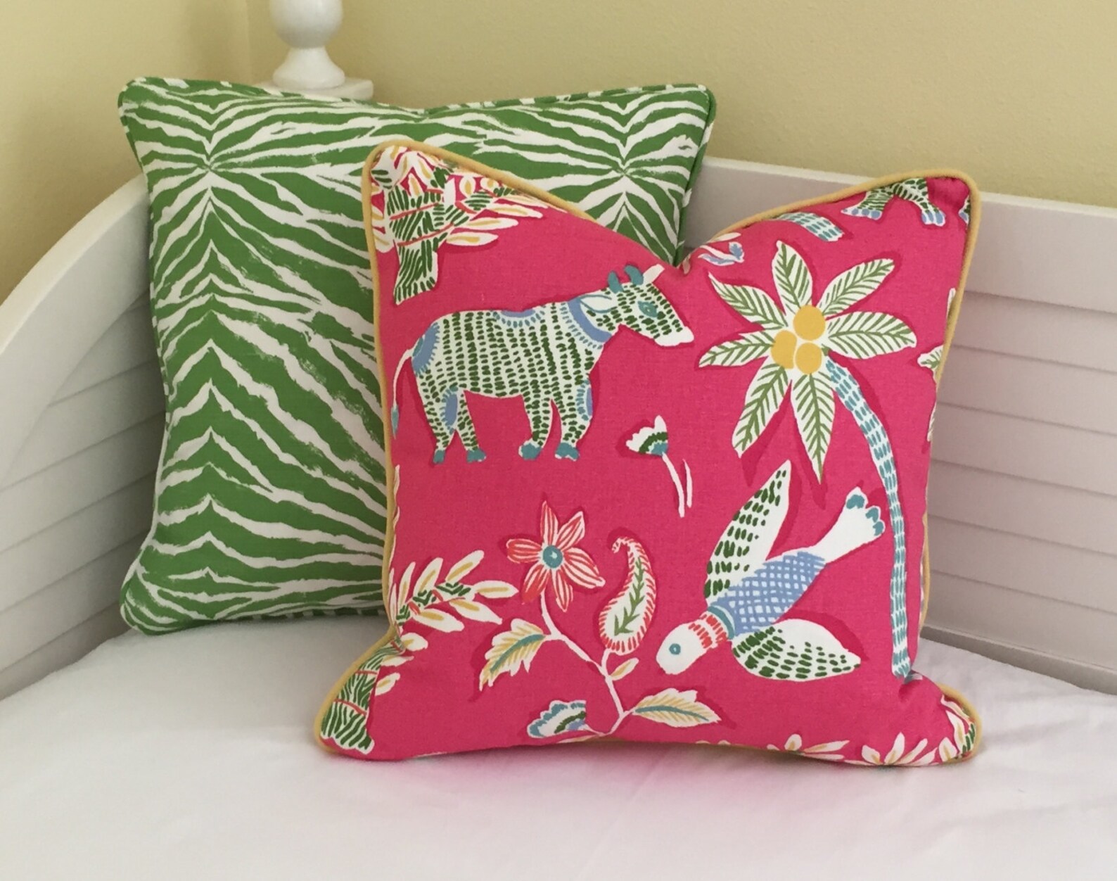 Thibaut Goa in Pink With Elephant Designer Pillow Cover With Etsy