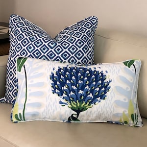 Thibaut Tiverton in Blue and Green Designer Pillow with Self Welt, 14x24