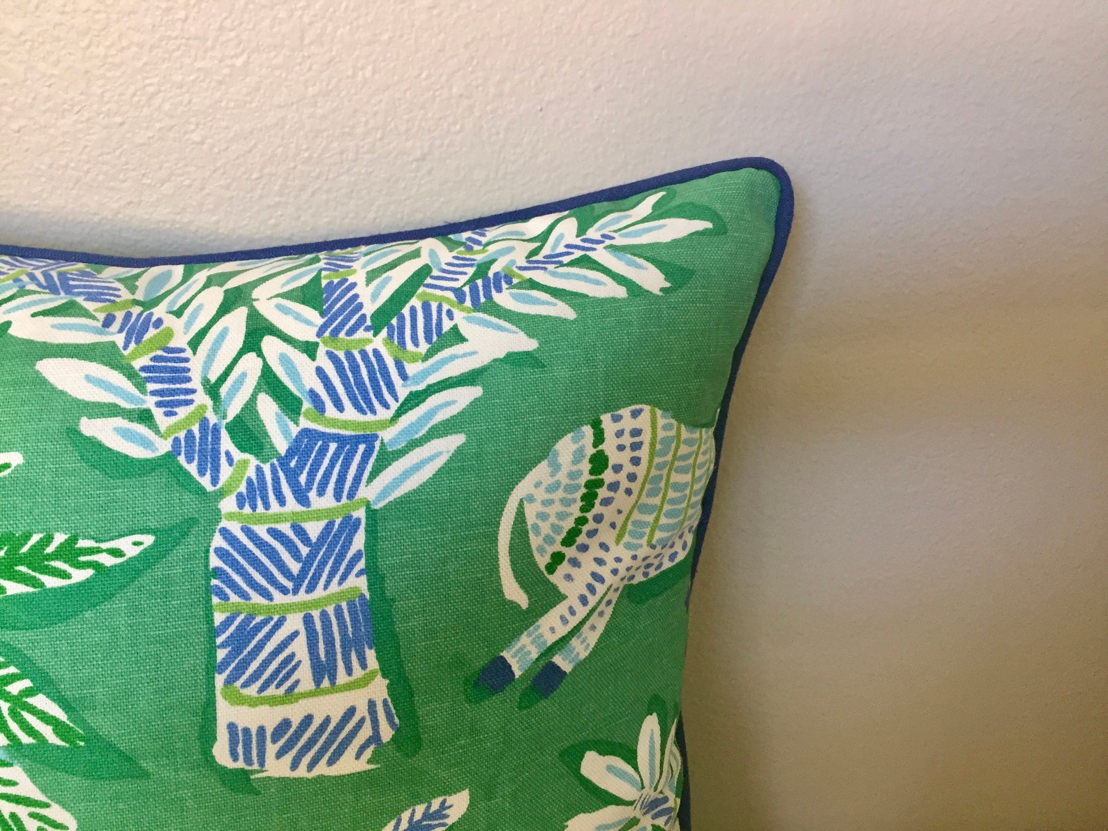 Thibaut Goa in Green With Elephant and Donkey Designer Pillow Etsy