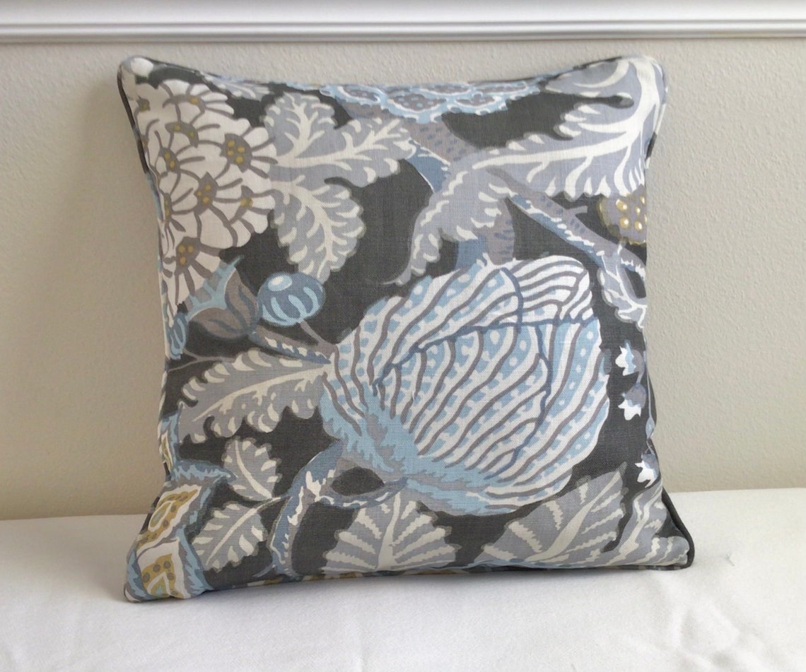 Thibaut Mitford in Grey Designer Pillow Cover with Piping Etsy