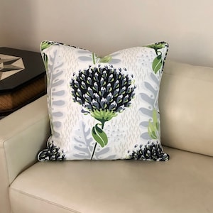 Thibaut Tiverton in Black  Designer Pillow Cover with or without Piping, Double Sided with Same Design Centered on Both Sides