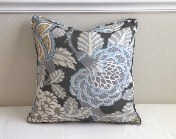 Thibaut Mitford in Grey Designer Pillow Cover With Piping Etsy