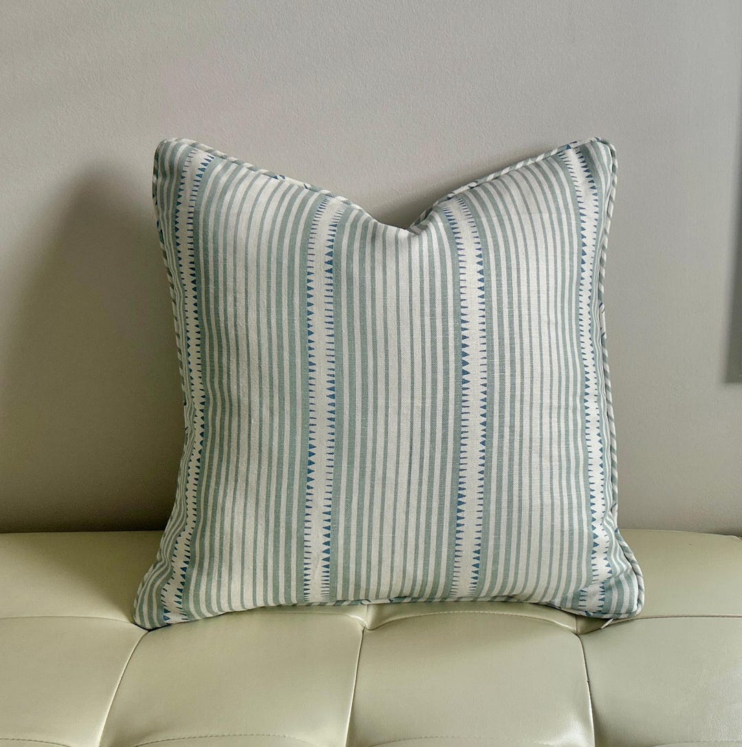 Schumacher Moncorvo in Mineral Designer Pillow Cover With Piping - Etsy