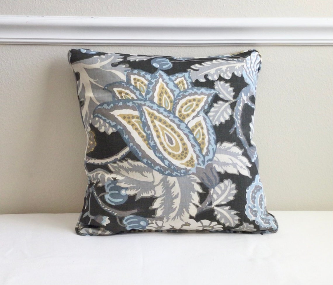 Thibaut Mitford in Grey Designer Pillow Cover with Piping Etsy