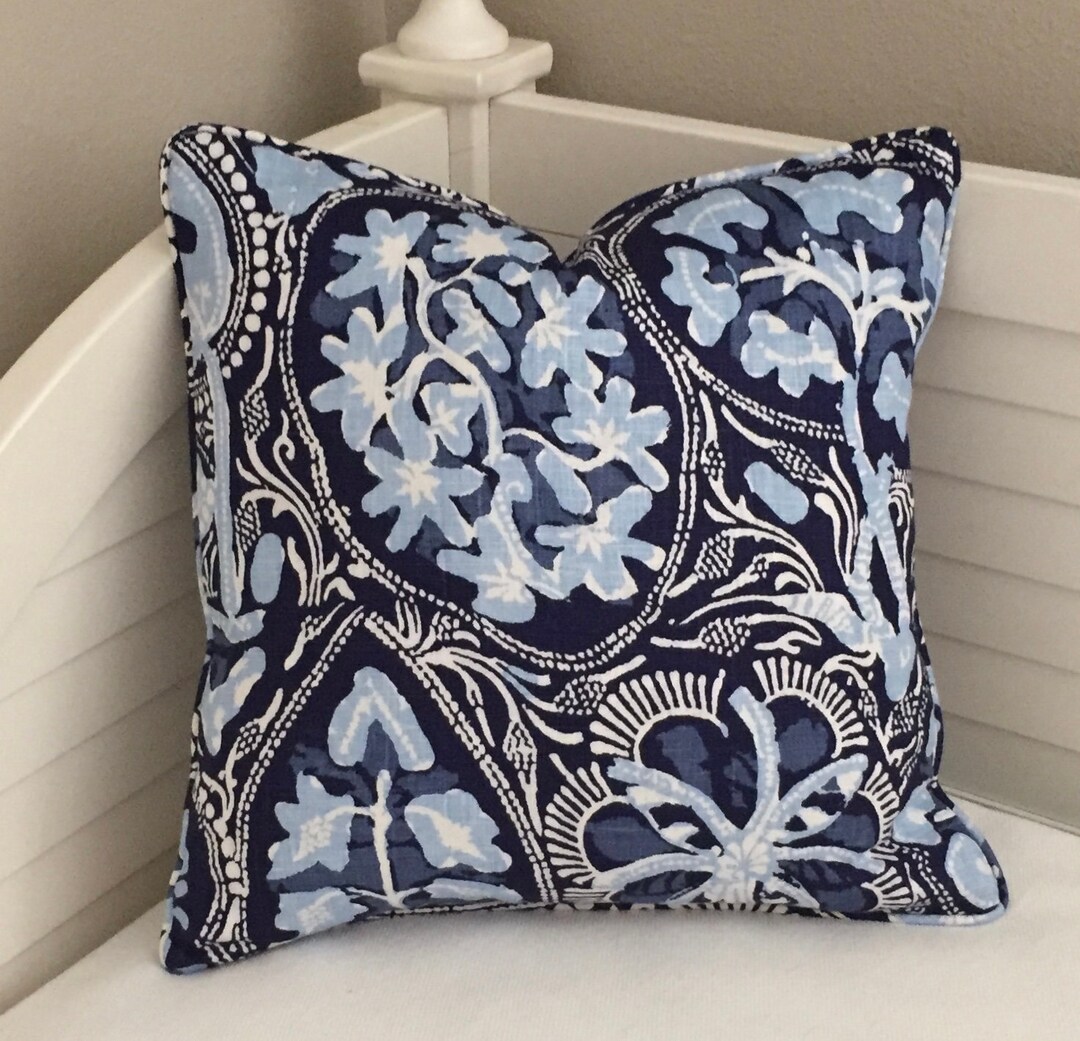 Quick Ship Thibaut Cochin in Navy Designer Pillow Cover With Etsy