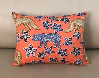 Kipling in Tangerine  Designer Pillow Cover with Insert,  LuLu DK Fabric