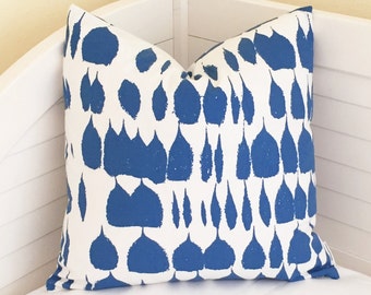 Schumacher Queen of Spain in Water (Both Sides) Designer Pillow Cover - Square, Euro and Lumbar Sizes