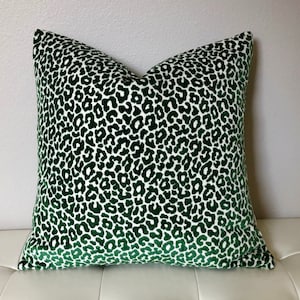 Schumacher Madeleine Emerald Green Velvet Leopard Custom Pillow Cover