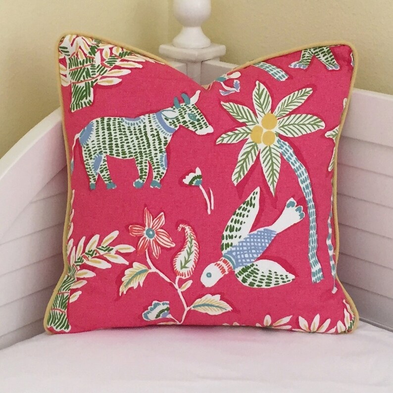 Thibaut Goa in Pink With Elephant Designer Pillow Cover With Etsy