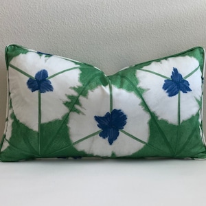Thibaut Sunburst in Emerald on Both Sides Designer Pillow Cover with or without Piping- Square, Lumbar and Euro Pillow Cover Sizes