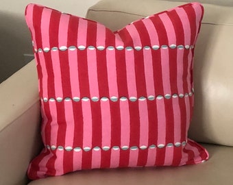 Schumacher Luna in Pink and Red Designer Pillow Cover - Double Sided,  with or without Piping