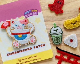 Japanese theme embroidered patch sticker | cute embroidery | decoration sticker for journals | kawaii stickers | DIY
