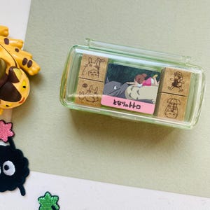 Studio Ghibli My Neighbor Totoro Wooden Stamp Set | Cute Totoro Mini Stamps with Ink Pad | Planner, Journal & Craft Stamps (4 or 9 pcs) 4 piece set - B