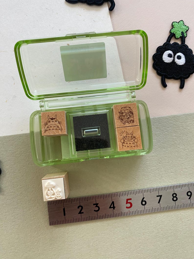 Studio Ghibli My Neighbor Totoro Wooden Stamp Set | Cute Totoro Mini Stamps with Ink Pad | Planner, Journal & Craft Stamps (4 or 9 pcs) image 7