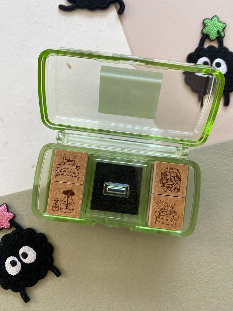 Studio Ghibli My Neighbor Totoro Wooden Stamp Set | Cute Totoro Mini Stamps with Ink Pad | Planner, Journal & Craft Stamps (4 or 9 pcs) image 5