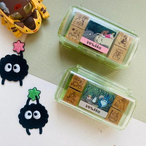 Studio Ghibli My Neighbor Totoro Wooden Stamp Set | Cute Totoro Mini Stamps with Ink Pad | Planner, Journal & Craft Stamps (4 or 9 pcs) image 2