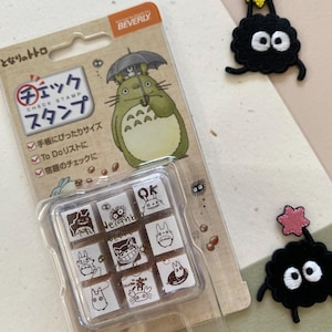 Studio Ghibli My Neighbor Totoro Wooden Stamp Set | Cute Totoro Mini Stamps with Ink Pad | Planner, Journal & Craft Stamps (4 or 9 pcs) 9 piece set