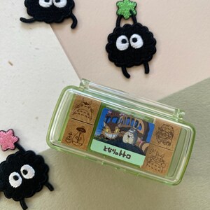 Studio Ghibli My Neighbor Totoro Wooden Stamp Set | Cute Totoro Mini Stamps with Ink Pad | Planner, Journal & Craft Stamps (4 or 9 pcs) 4 piece set - A