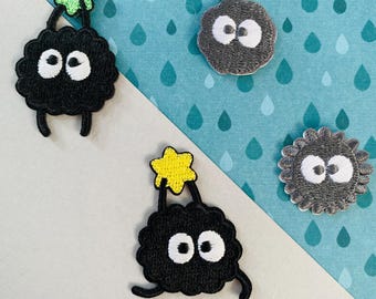 Soot Sprites (Totoro) broderad lappklistermärke | söt broderi | dekorationsklistermärke för dagböcker | klistermärke | kawaii-klistermärken | DIY